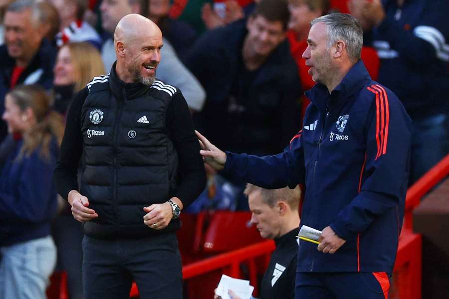 Ten Hag (L) with his assistant