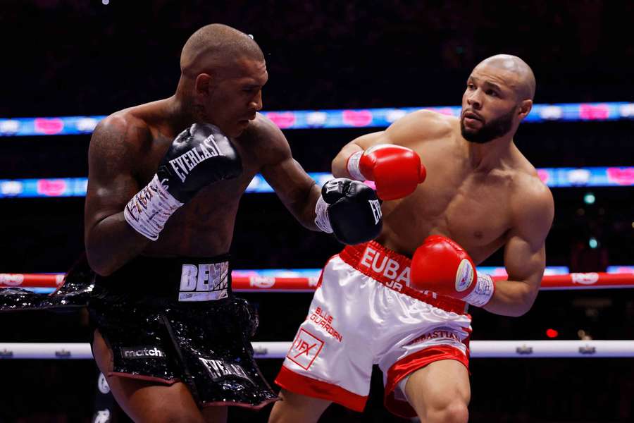 Chris Eubank Jr in action with Conor Benn during their fight