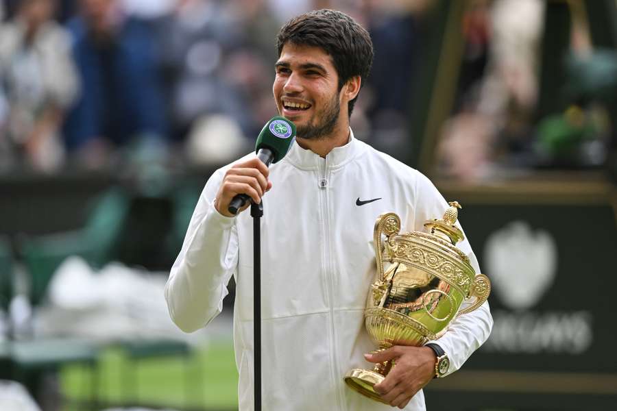 Alcaraz, no seu discurso após a vitória em Wimbledon