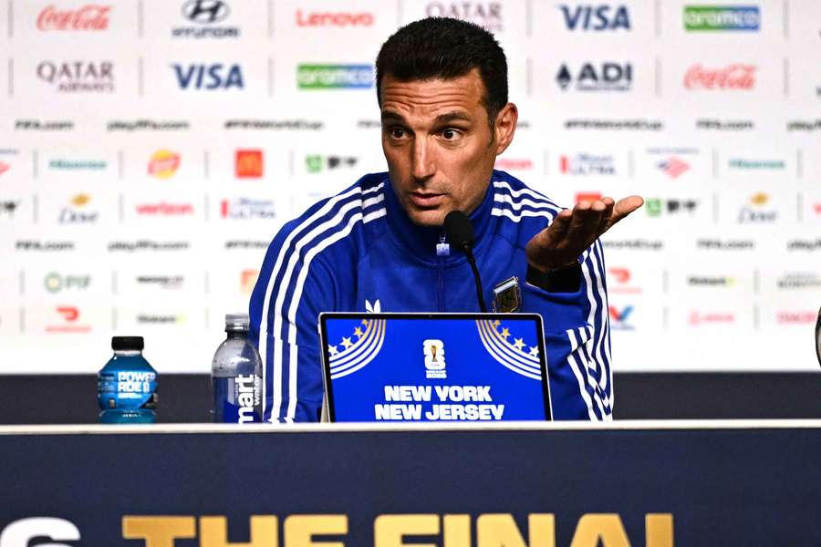 Argentina coach Lionel Scaloni took part in a press conference in New York on Friday Argentina coach Lionel Scaloni took part in a press conference in New York on Friday