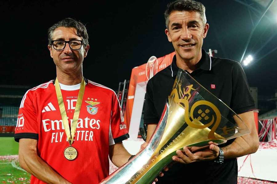 Luís Nascimento e Bruno Lage na conquista da Taça da Liga