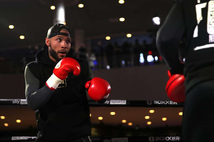 Chris Eubank Jr during a public workout at The Trafford Centre, Manchester
