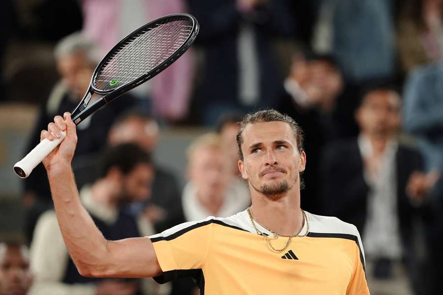 Germany's Alexander Zverev celebrates after winning his men's singles quarter-final match against Australia's Alex De Minaur