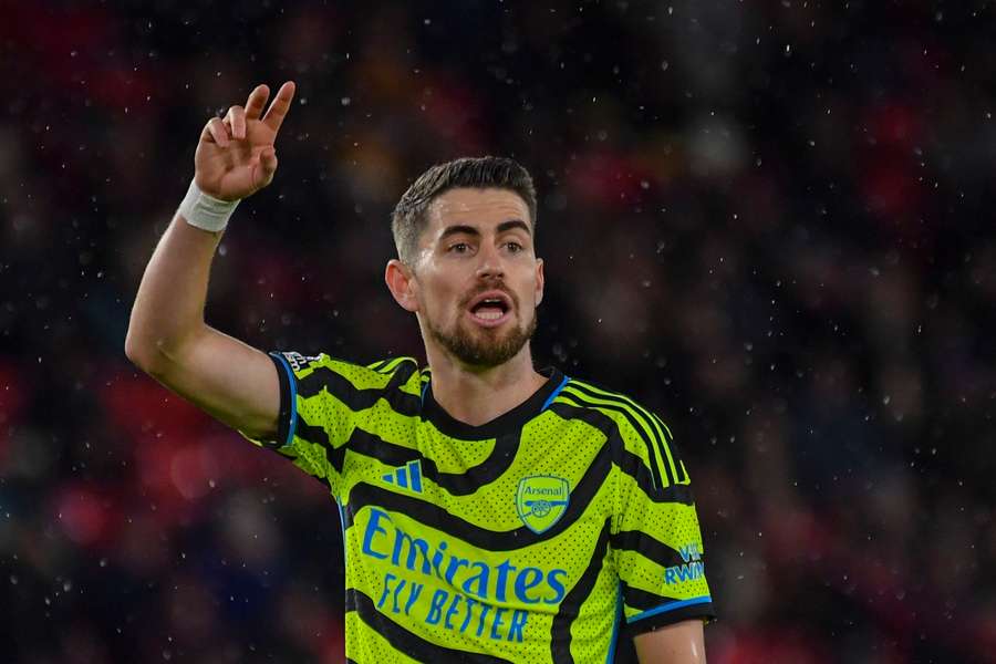 Jorginho reacts during the English Premier League soccer match between Sheffield United and Arsenal