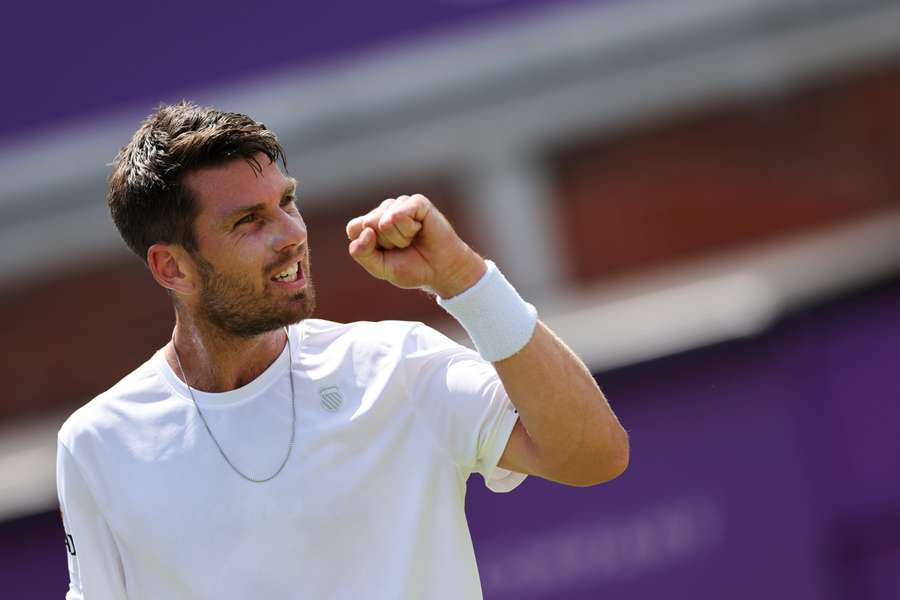 Cameron Norrie celebrates a point as he plays against Miomir Kecmanovic