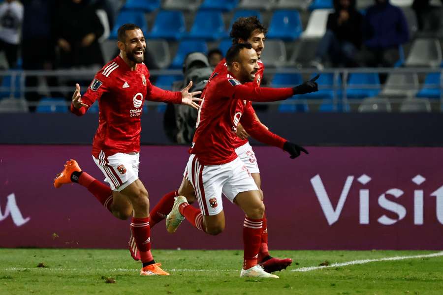 Mohamed Afsha viert de winnende van Al-Ahly tegen Seattle