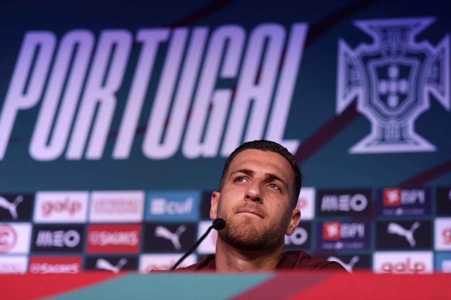 Dalot during the press conference Dalot during the press conference