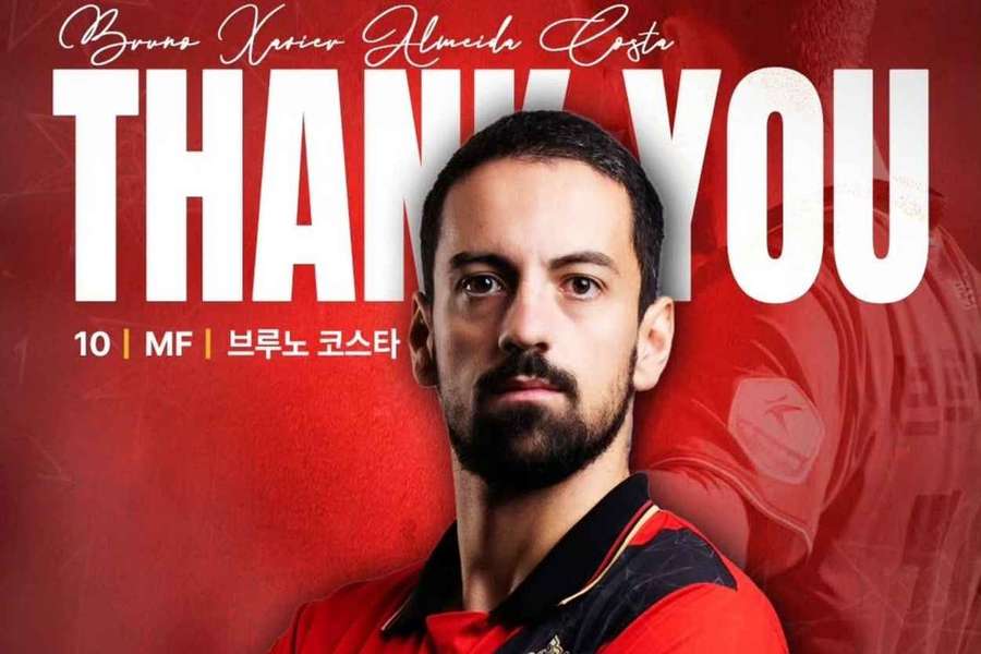 Gyeongnam despediu-se de Bruno Costa Gyeongnam despediu-se de Bruno Costa