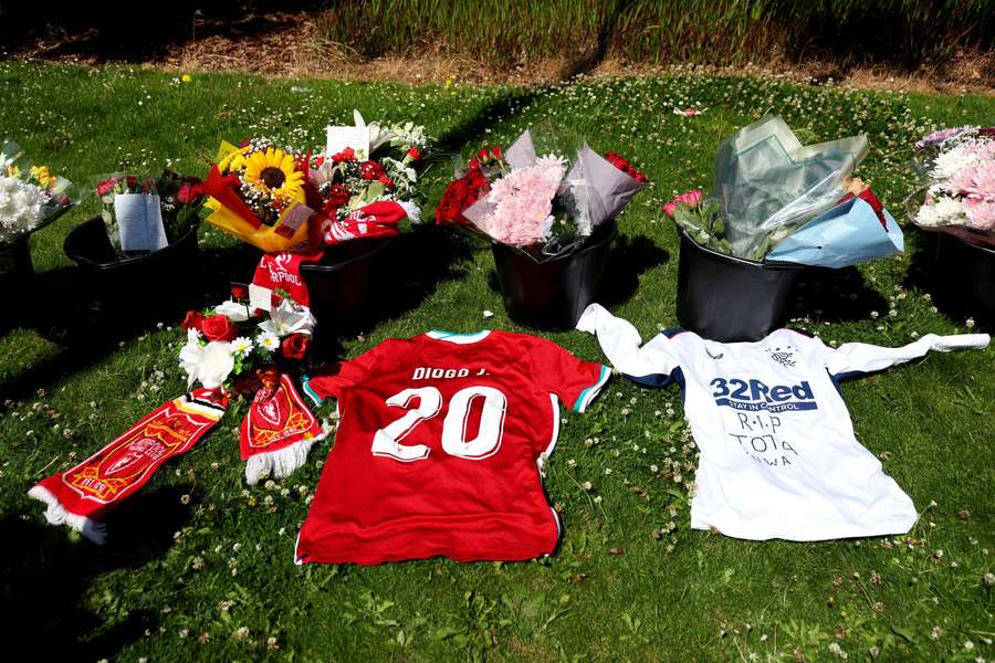 Tributes are laid for Diogo Jota at Anfield
