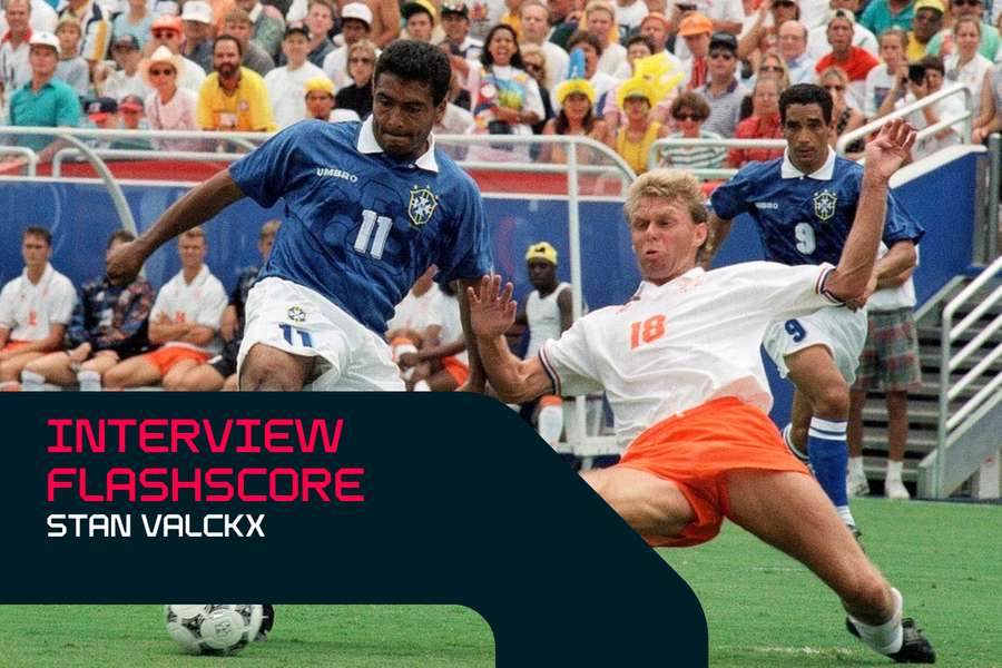 Valckx contre Romario à la Coupe du Monde 1994.