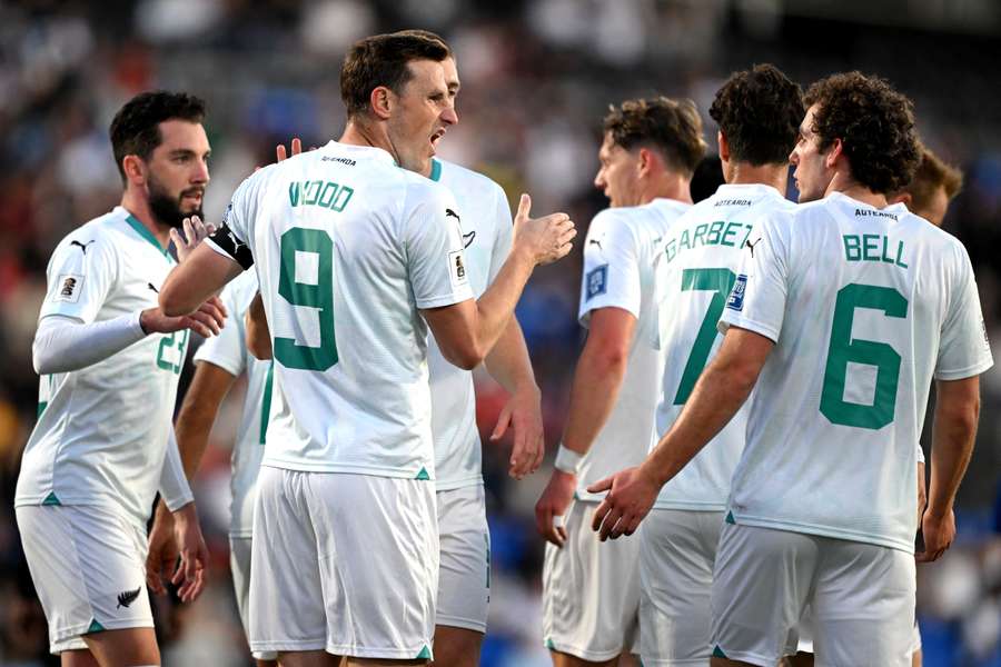 Wood celebrates a goal scored in a FIFA World Cup qualifier against Samoa in November.