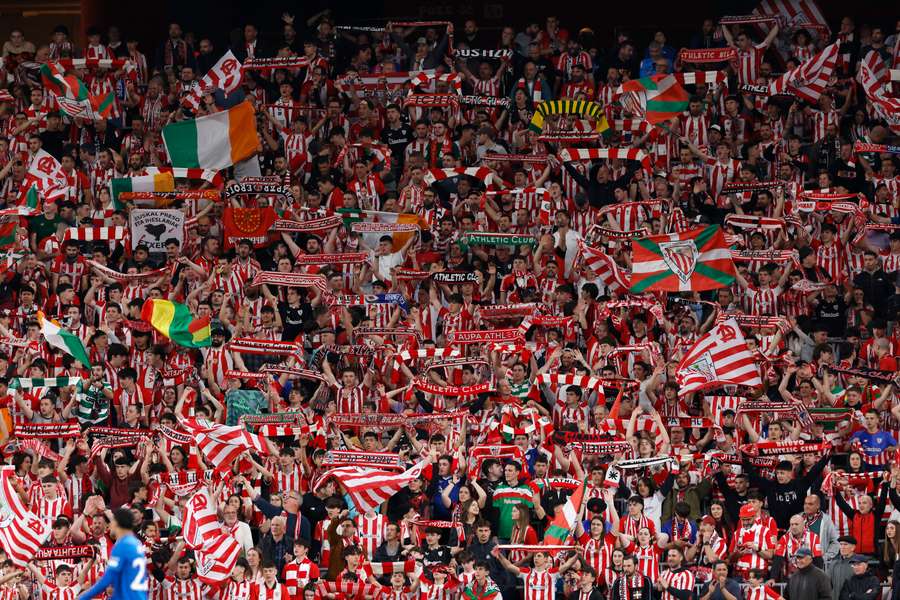Athletic Bilbao fans druing the Europa League quarter-finals