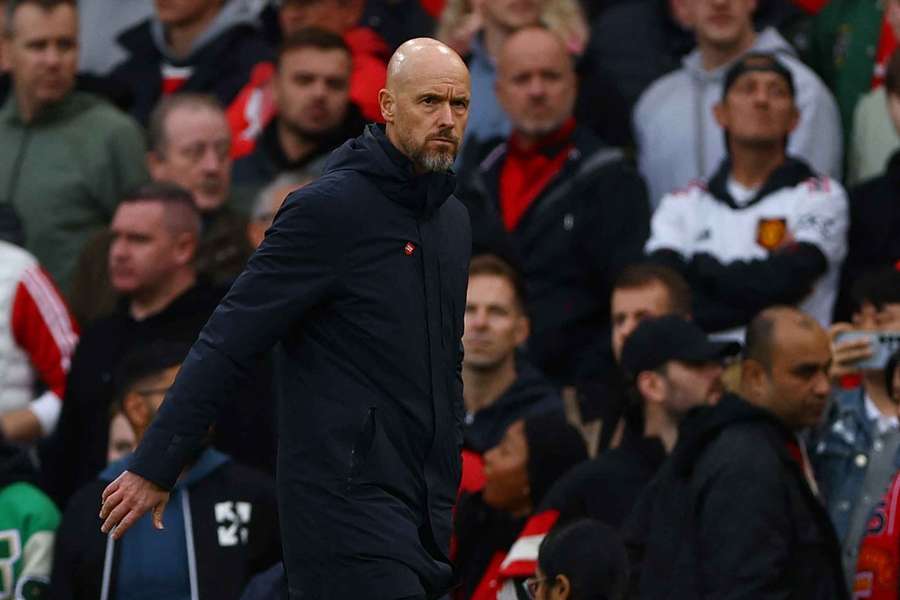 Erik ten Hag on the touchline at Old Trafford