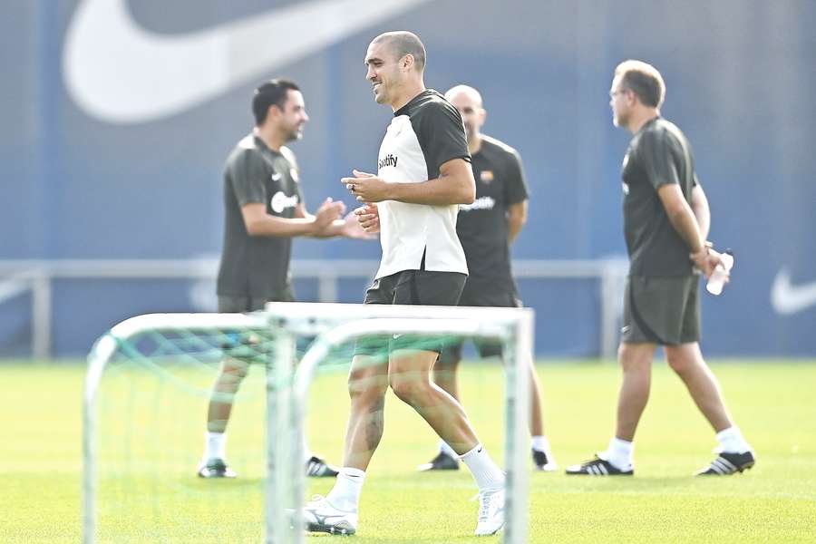 Romeu during his first training session with Barcelona