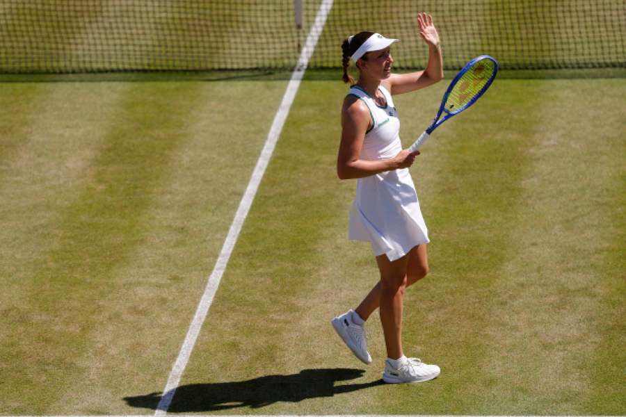 Elise Mertens celebrates win Elise Mertens celebrates win