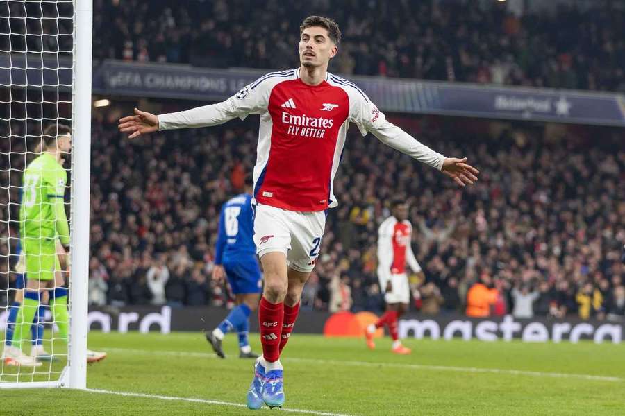 Kai Havertz of Arsenal celebrates after he scores the second goal