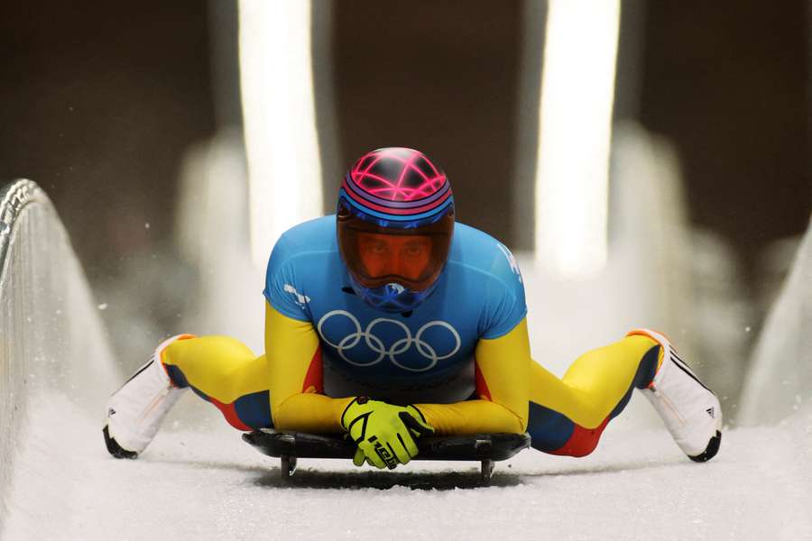 Ander Mirambell en una prueba de skeleton Ander Mirambell en una prueba de skeleton