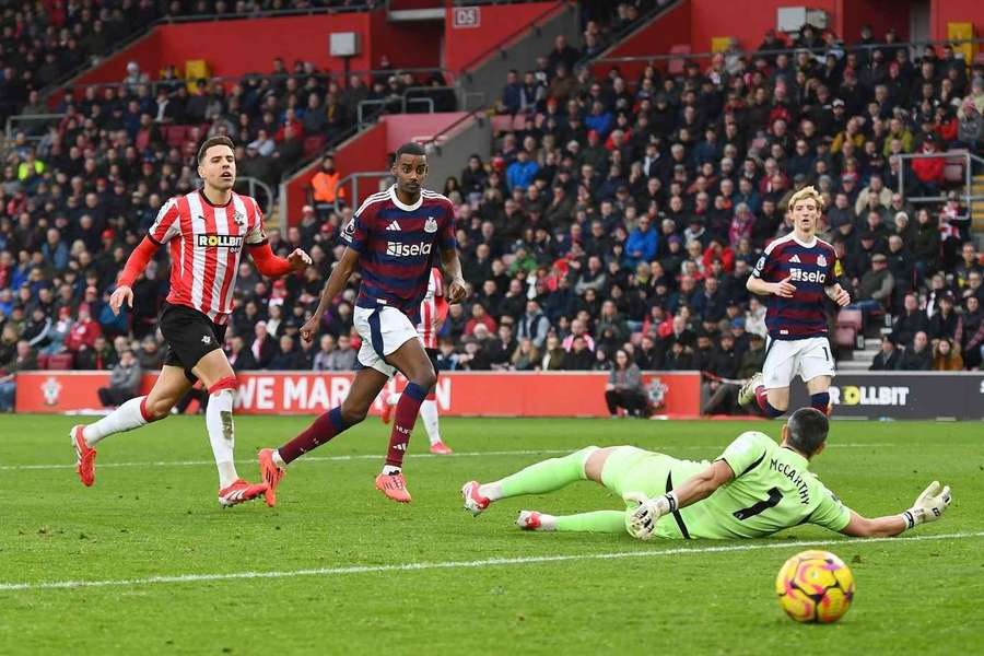 Isak, centre, nets again for Newcastle