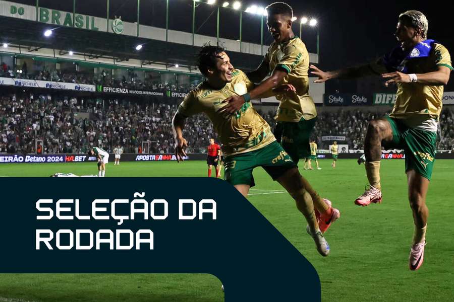 O meia palmeirense Raphael Veiga (dir.) fez 3 gols em Caxias