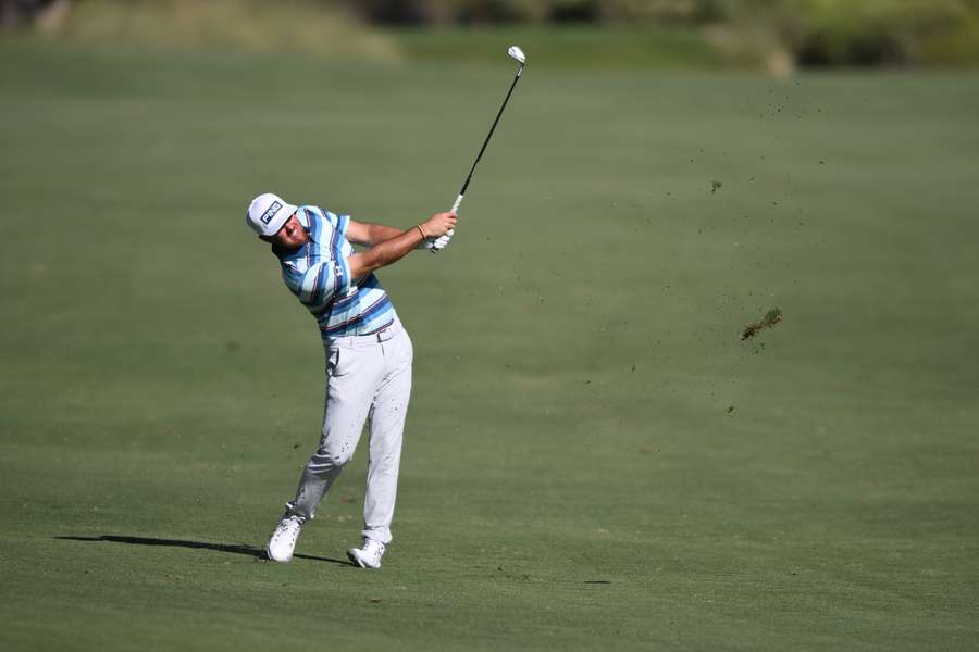Mito Pereira plays his shot during the second round of the Shriners Open
