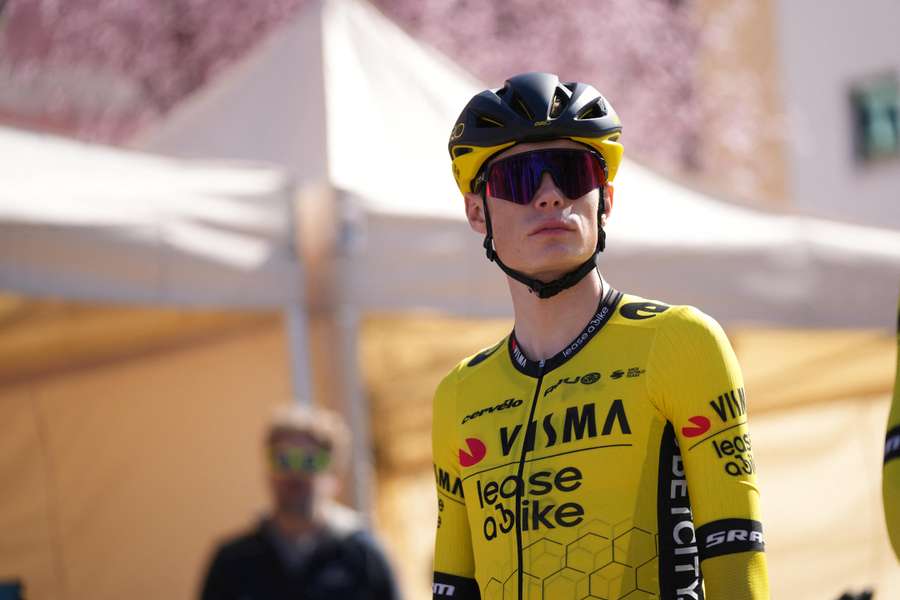 Visma-Lease a Bike's Danish rider Jonas Vingegaard was badly hurt in the crash during the Tour of the Basque Country race