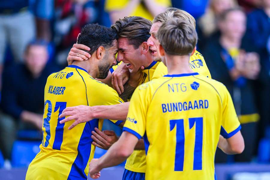 Brondby celebrated their important win in the "New Firm" derby