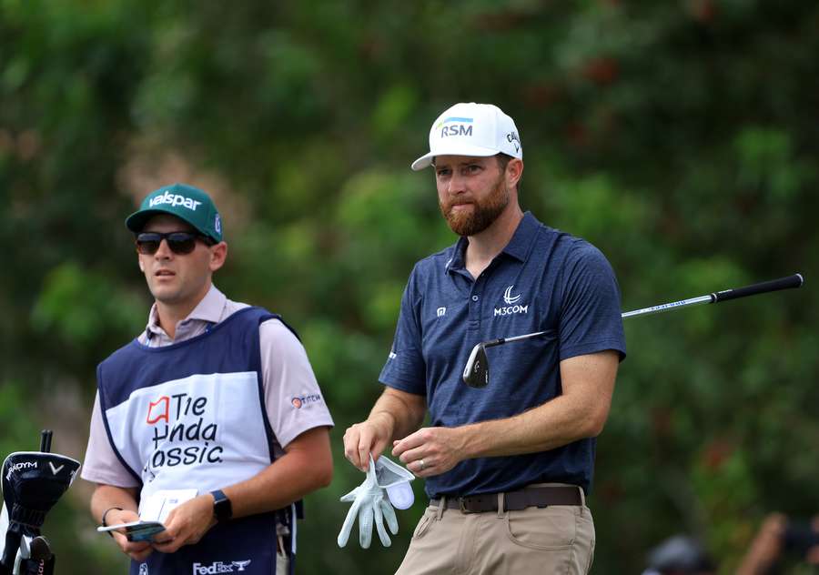 Chris Kirk of the United States prepares