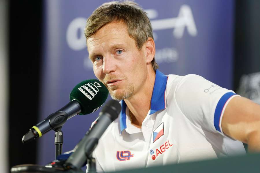 Berdych na středeční tiskové konferenci. Berdych na středeční tiskové konferenci.