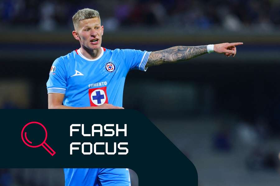 Mateusz Bogusz, do Cruz Azul, durante a partida contra o Pachuca, válida para oTorneio Clausura 2025 da Liga MX, no Estádio Olimpico Universitario