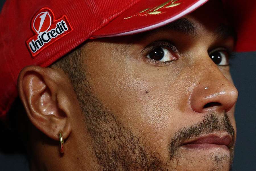 Ferrari's Lewis Hamilton during the press conference Ferrari's Lewis Hamilton during the press conference
