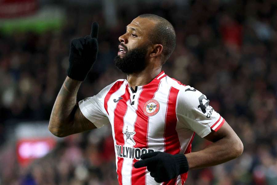 Igor Thiago celebrates one of his goals for Brentford in the Premier League.