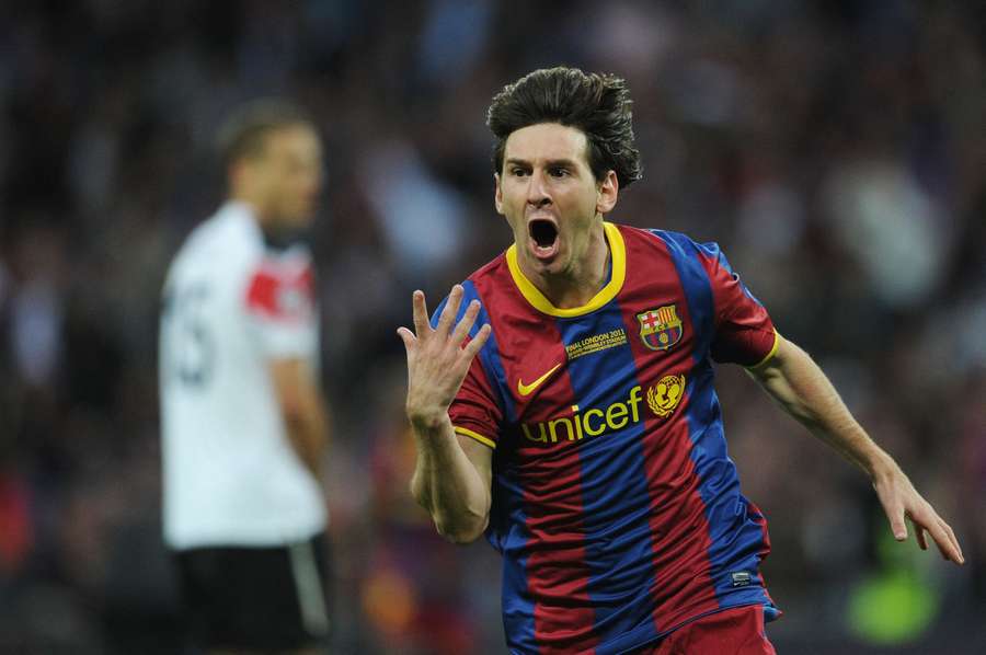 Leo Messi célèbre son but lors de la finale de 2011.