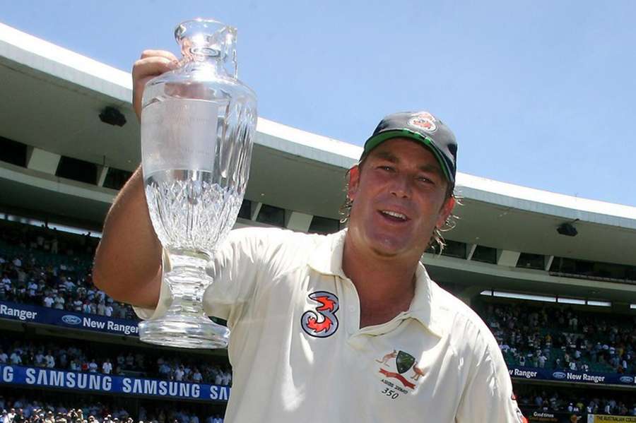 Australia's Shane Warne is carried around the field with the official Ashes Trophy in 2007