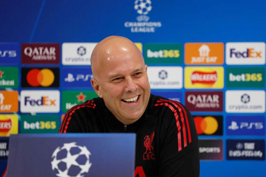 Liverpool manager Arne Slot speaks to the media