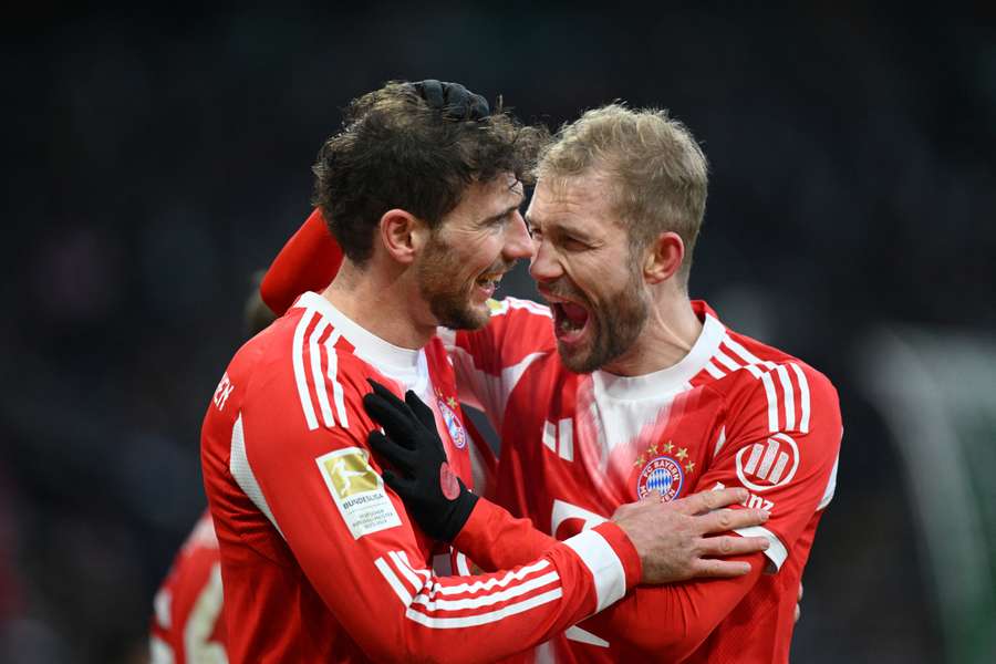 Laimer (l.) bejubelt Torschütze Goretka (r.)