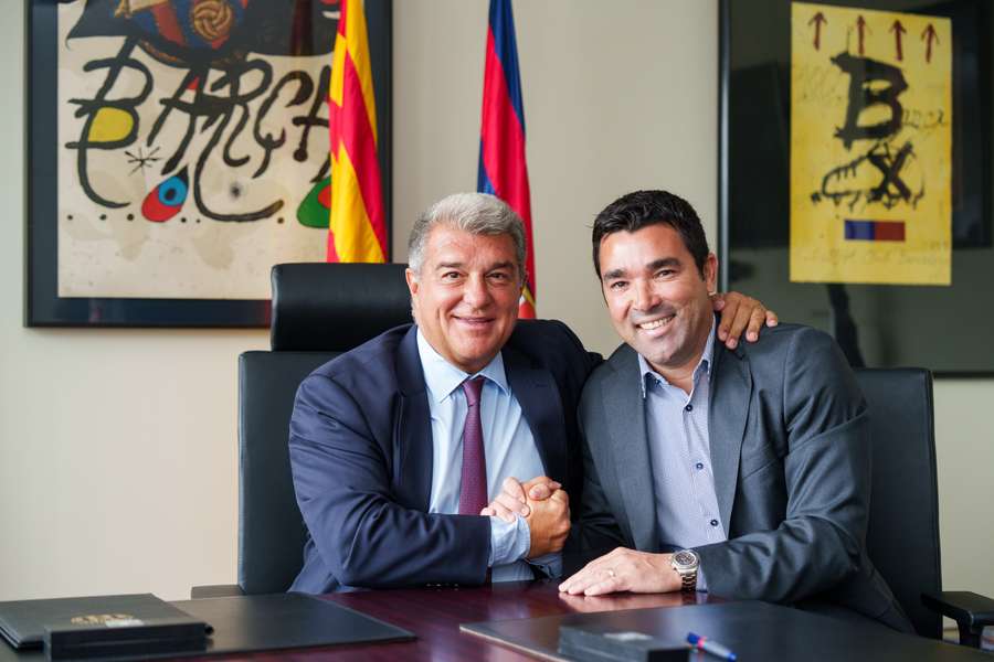 Deco, junto com Laporta, presidente do Barça