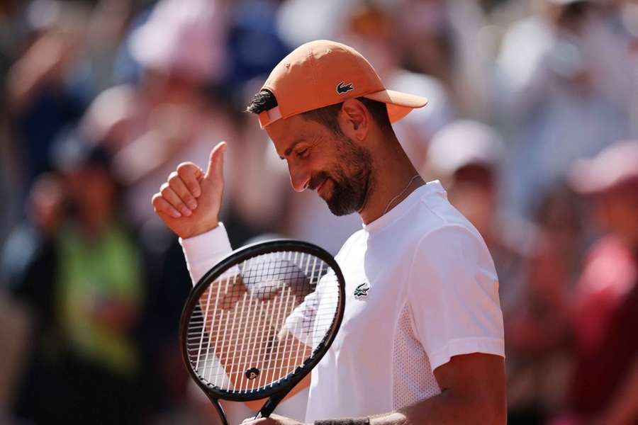 Serbia's Novak Djokovic reacts during practice ahead of the French Open Serbia's Novak Djokovic reacts during practice ahead of the French Open