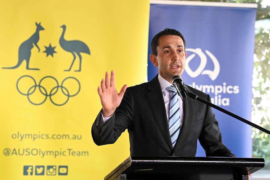 Queensland Premier David Crisafulli speaks at a 'Parliamentary Friends of the Olympic and Paralympic Movement' event at Queensland Parliament in 2021.