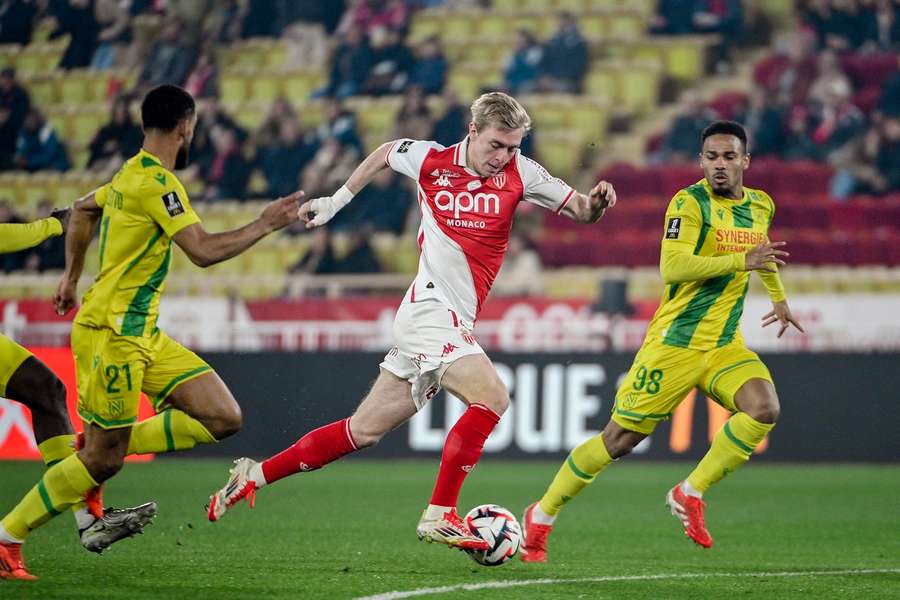 Biereth in action against Nantes at the Stade Louis II