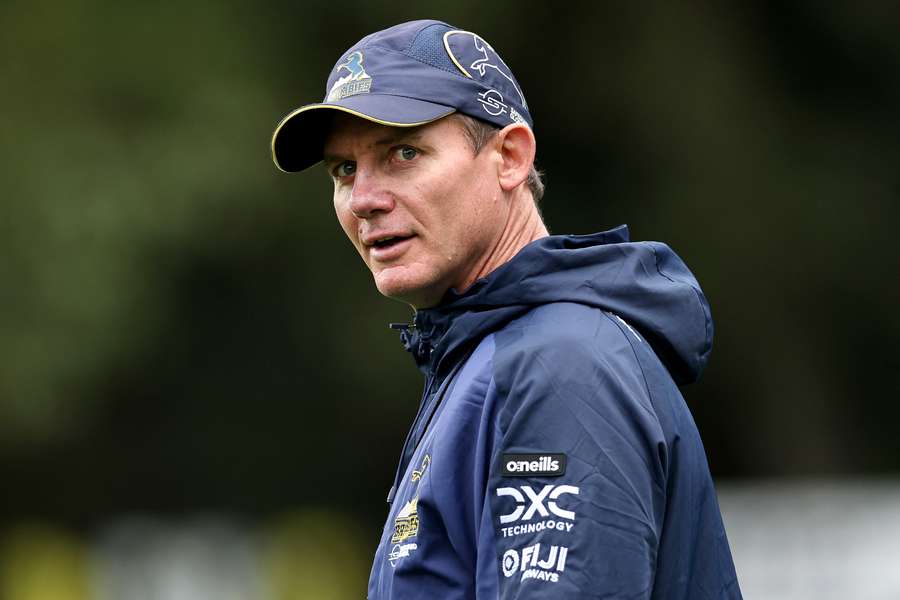 ACT Brumbies Head Coach Stephen Larkham during the round 10 Super Rugby Pacific match between Moana Pasifika and the ACT Brumbies.
