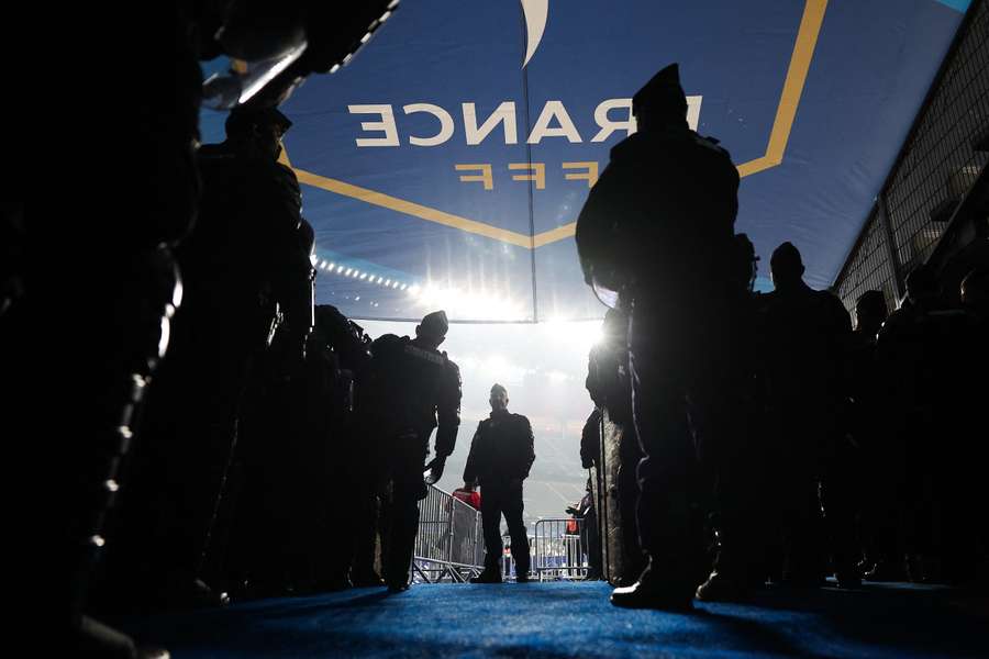 French police pictured during the Nations League match between France and Israel at the Stade de France on Thursday