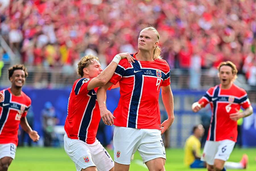 Erling Haaland celebrating his two goals against Brazil in the World Cup Round of 16. Erling Haaland celebrating his two goals against Brazil in the World Cup Round of 16.