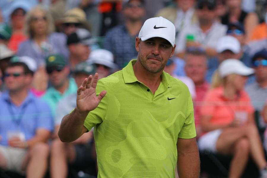 Brooks Koepka after putting for birdie on the 18th hole to complete his first round