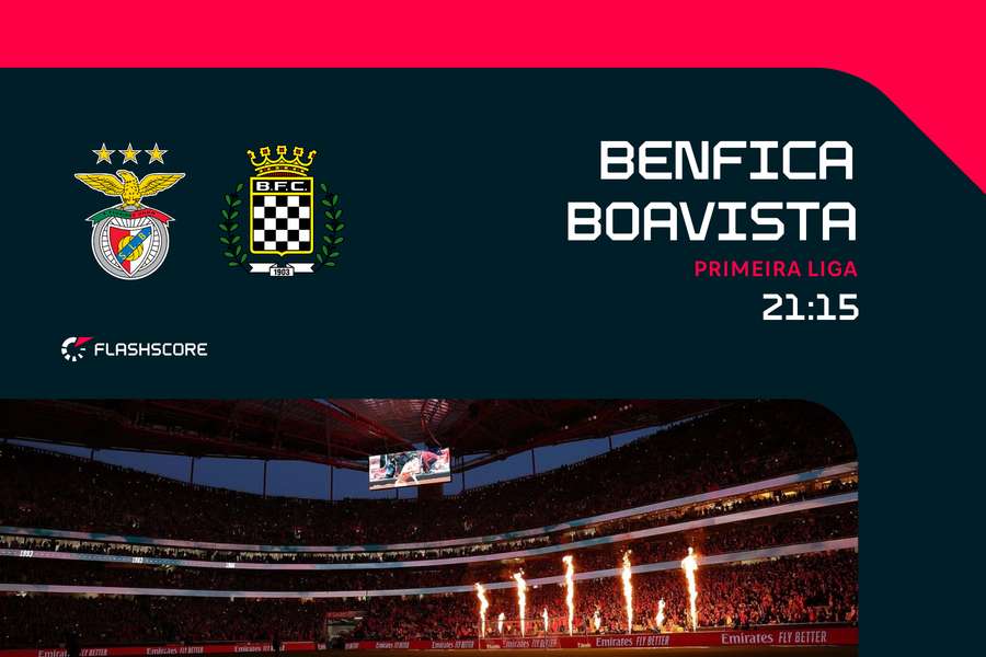 Benfica e Boavista jogam às 21:15