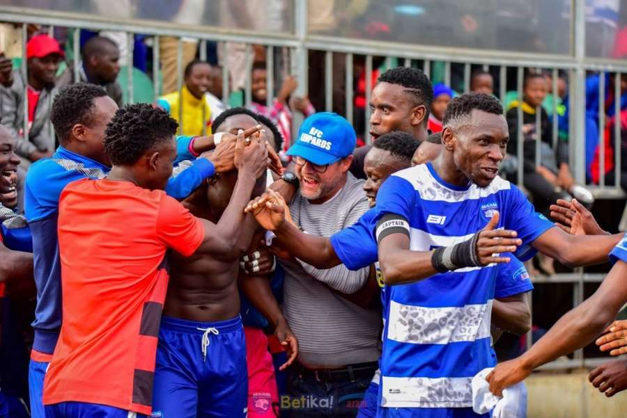Tomas Trucha with AFC Leopards players