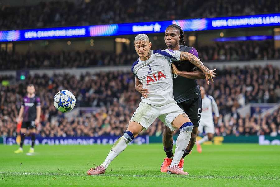 Igoh Ogbu battles with Richarlison during Slavia's encounter against Tottenham Hotspur Igoh Ogbu battles with Richarlison during Slavia's encounter against Tottenham Hotspur