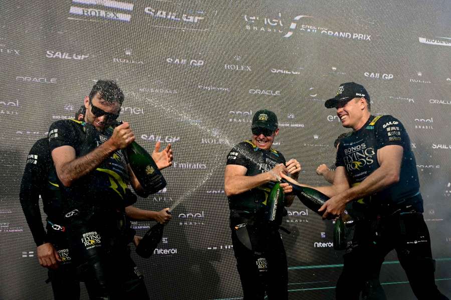 Aussie sailors celebrate their victory in Bermuda at the weekend.