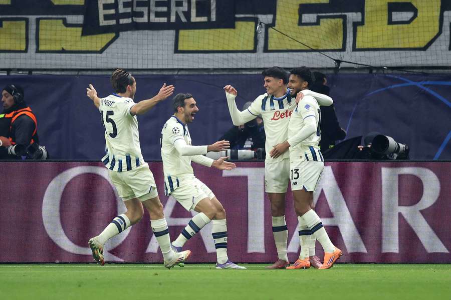 L'esultanza dell'Atalanta a Francoforte