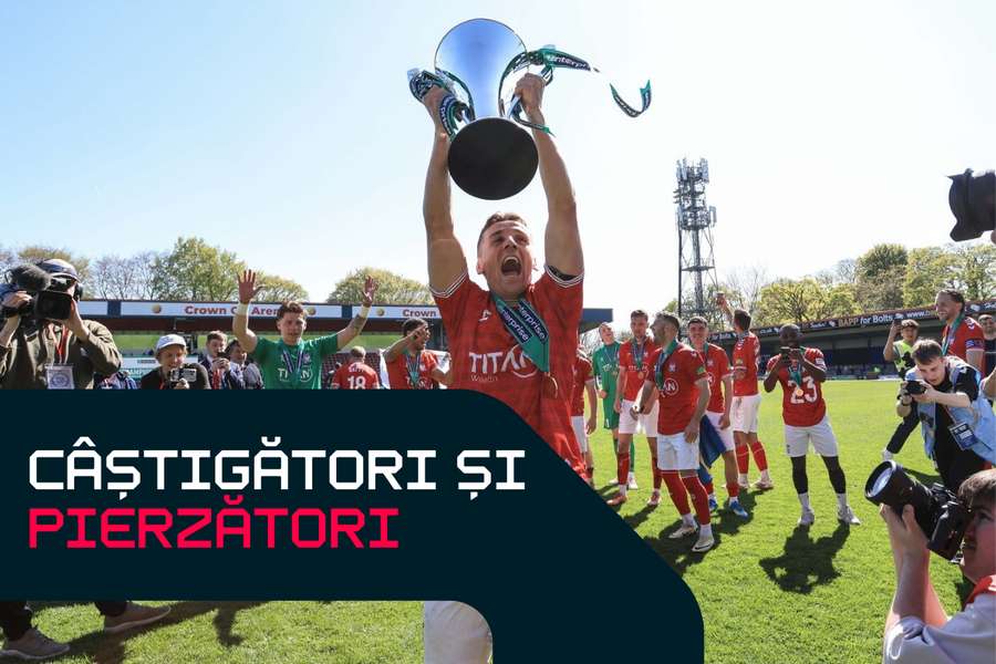 Jucătorii lui York City sărbătoresc victoria obținută în ultimul moment