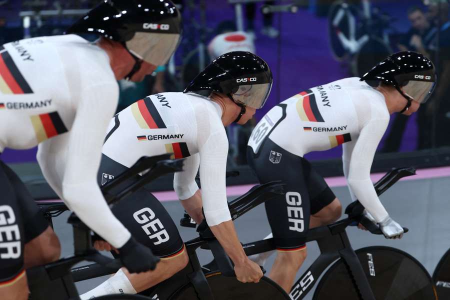 Germany's cycling team - including Tobias Buck-Gramcko - in action during the Paris Olympics